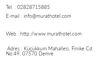 Demre Murat Hotel iletiim bilgileri